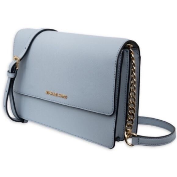 NWT Michael Kors Daniela Large Saffiano Light Blue Leather Crossbody W/Dust Bag - Picture 2 of 5